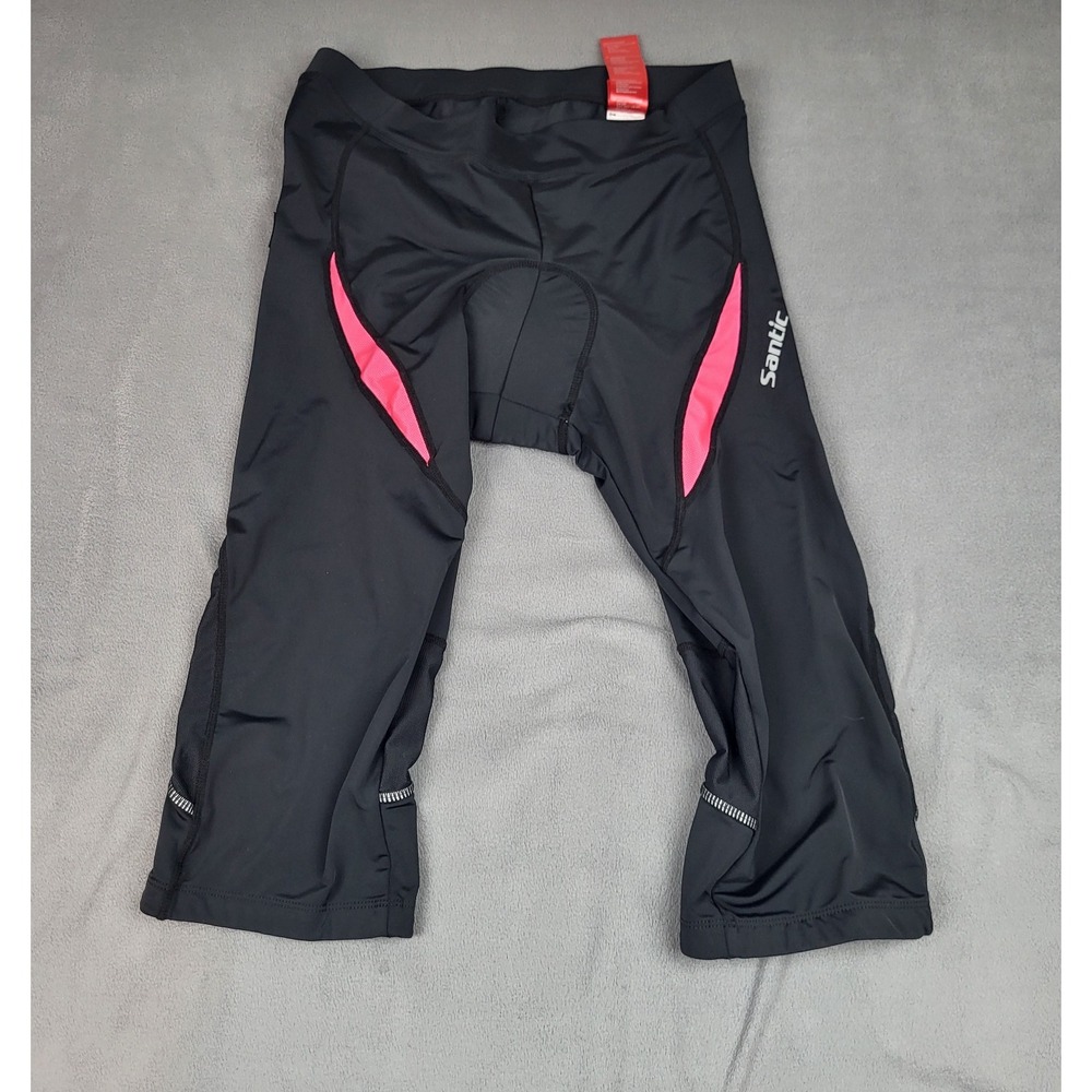 Santic Cycling Pants Womens XL Black Stretch Lightweight Active Capri Padded